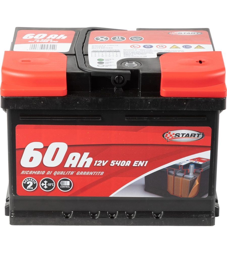 Batteria auto 60ah 12v 540a polo positivo destro cassetta l2